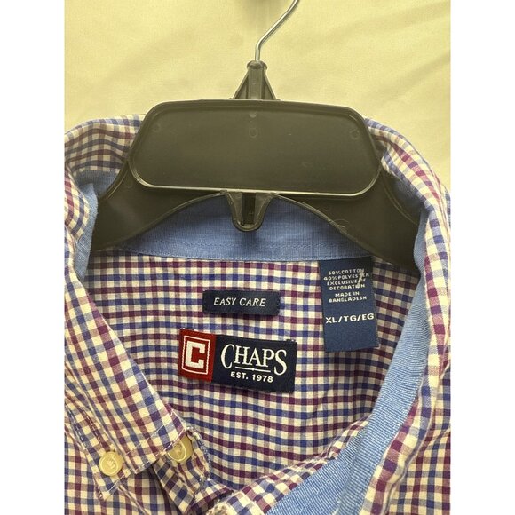 Chaps Easy Care Gingham Check Button Down Shirt Men’s Size XL Preppy Office - Picture 4 of 10